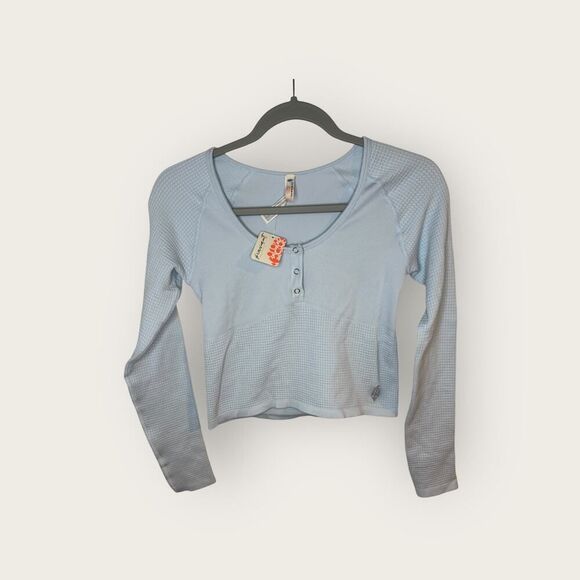 Free People Movement Bail Out Crop Thermal Knit Top Artic Snow Size M/L NWT - Picture 4 of 7